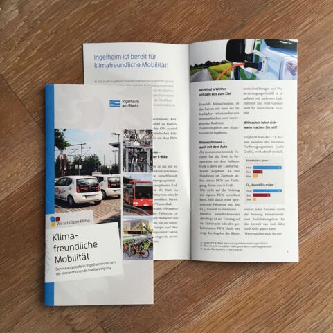 Layoutkonzept & Herstellung Broschüre ›Klimafreundliche Mobilität‹ der Stadt Ingelheim am Rhein