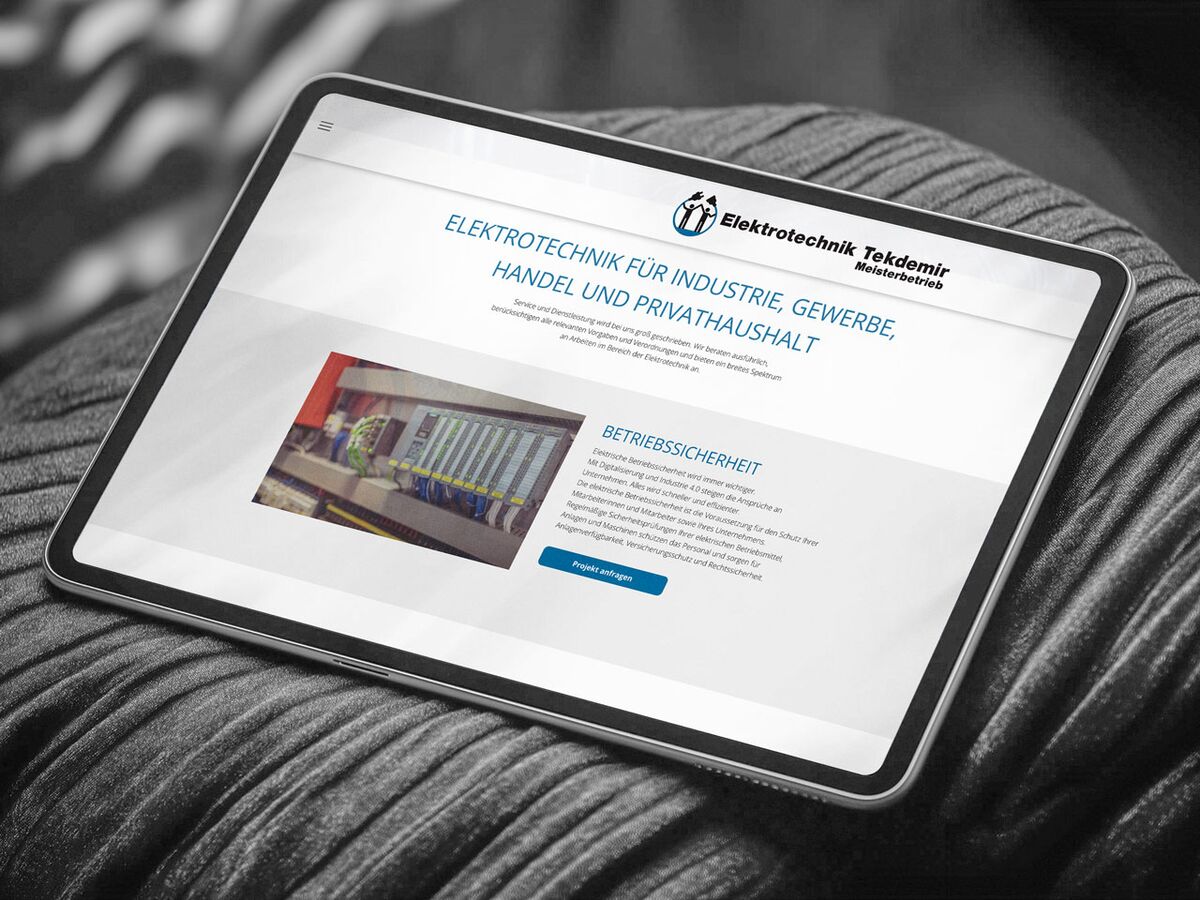 INCOM Kommunikation & Design | Webdesign für Elektrotechnik Tekdemir GmbH in Ingelheim | Ansicht iPad